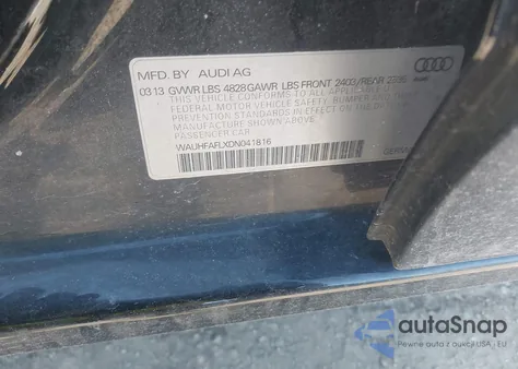 2013 Audi A4 2.0T Premium from USA, damaged, VIN WAUHFAFLXDN041816